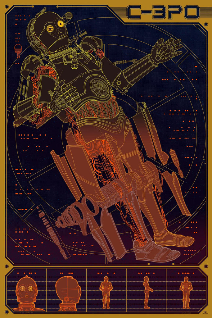 Exploded C-3PO Infographic Poster by Kevin Tong