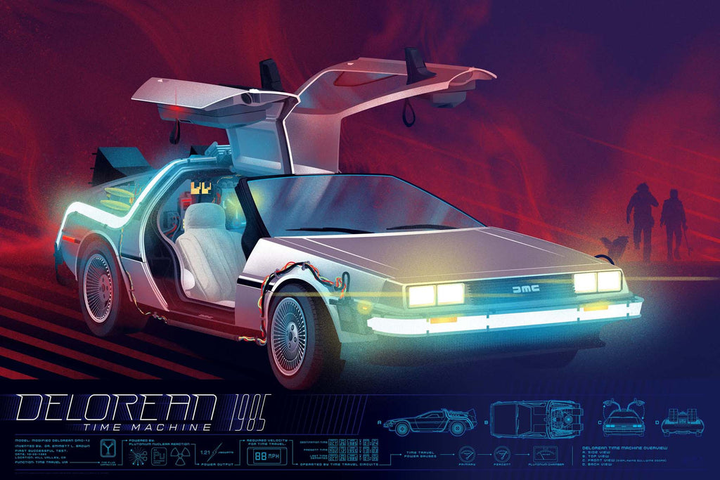 Back To The Future Delorean Infographic Poster by Kevin Tong (Regular)