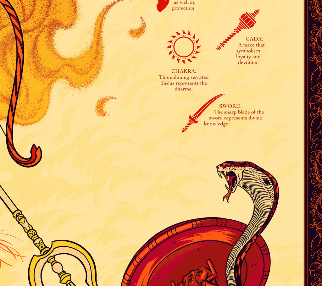 "Durga: the Hindu Warrior Goddess" Infographic Poster by Jen Bartel (Day Version)