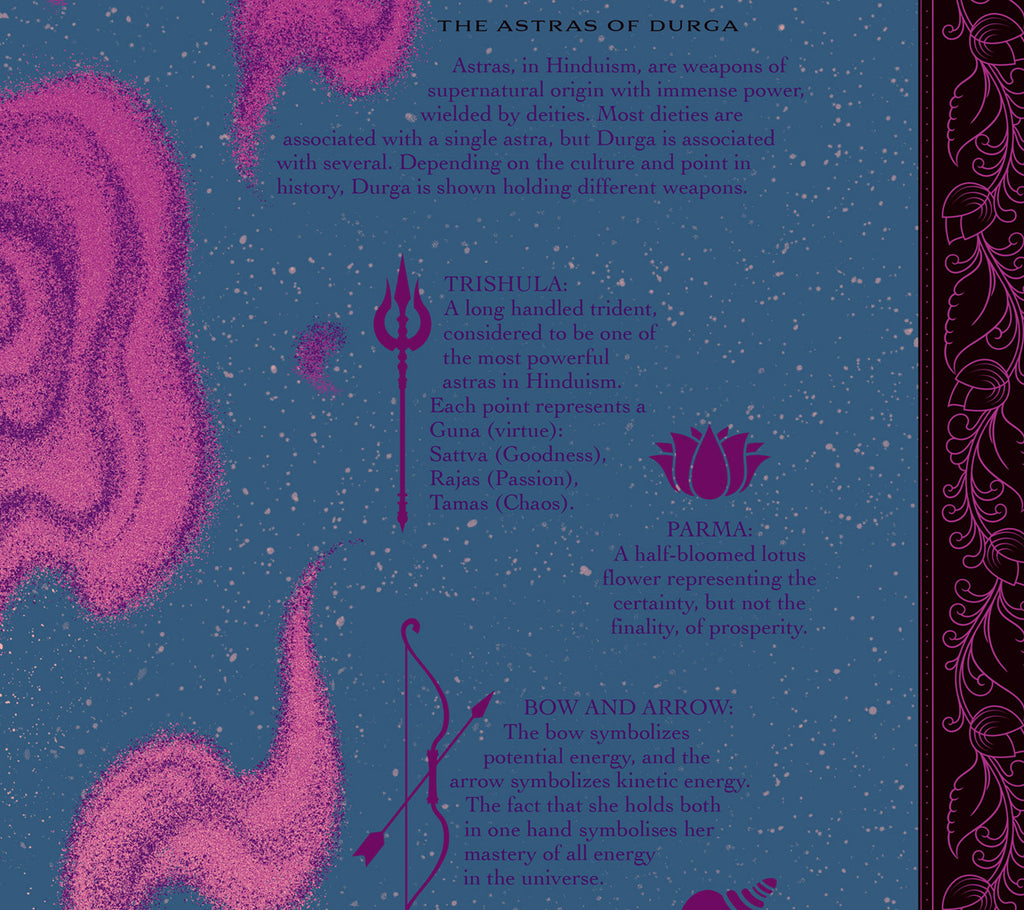 "Durga: the Hindu Warrior Goddess" Infographic Poster by Jen Bartel (Night Version)