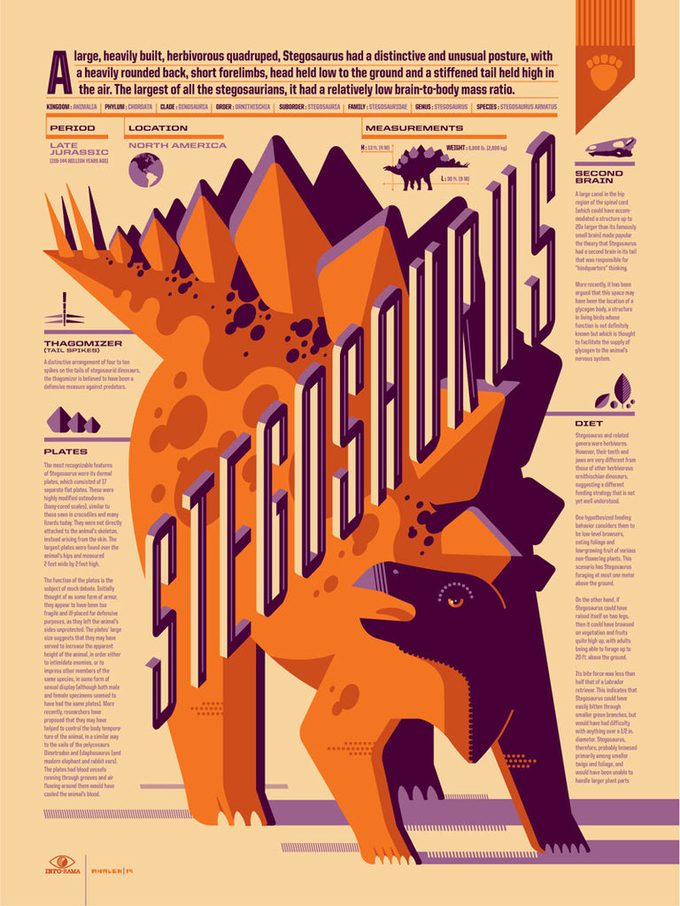Stegosaurus Infographic Poster by Tom Whalen
