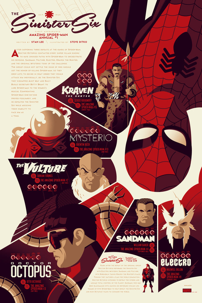 Sinister Six Infographic Poster by Tom Whalen (Regular)