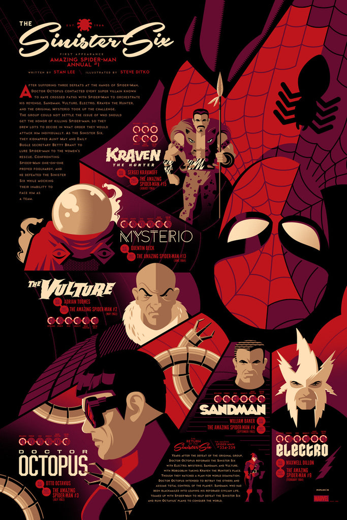 Sinister Six Infographic Poster by Tom Whalen (Variant)