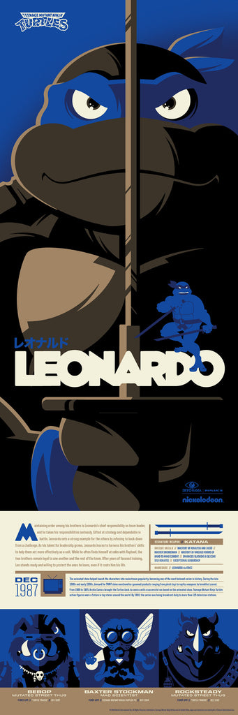 Teenage Mutant Ninja Turtles Leonardo Infographic Poster by Tom Whalen