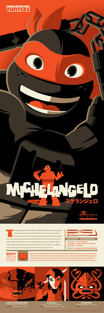 Teenage Mutant Ninja Turtles Michelangelo Infographic Poster by Tom Whalen